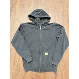 Carhartt Hoodie Mens Small Black Full Zip Loose Fit Heavyweight Workwear